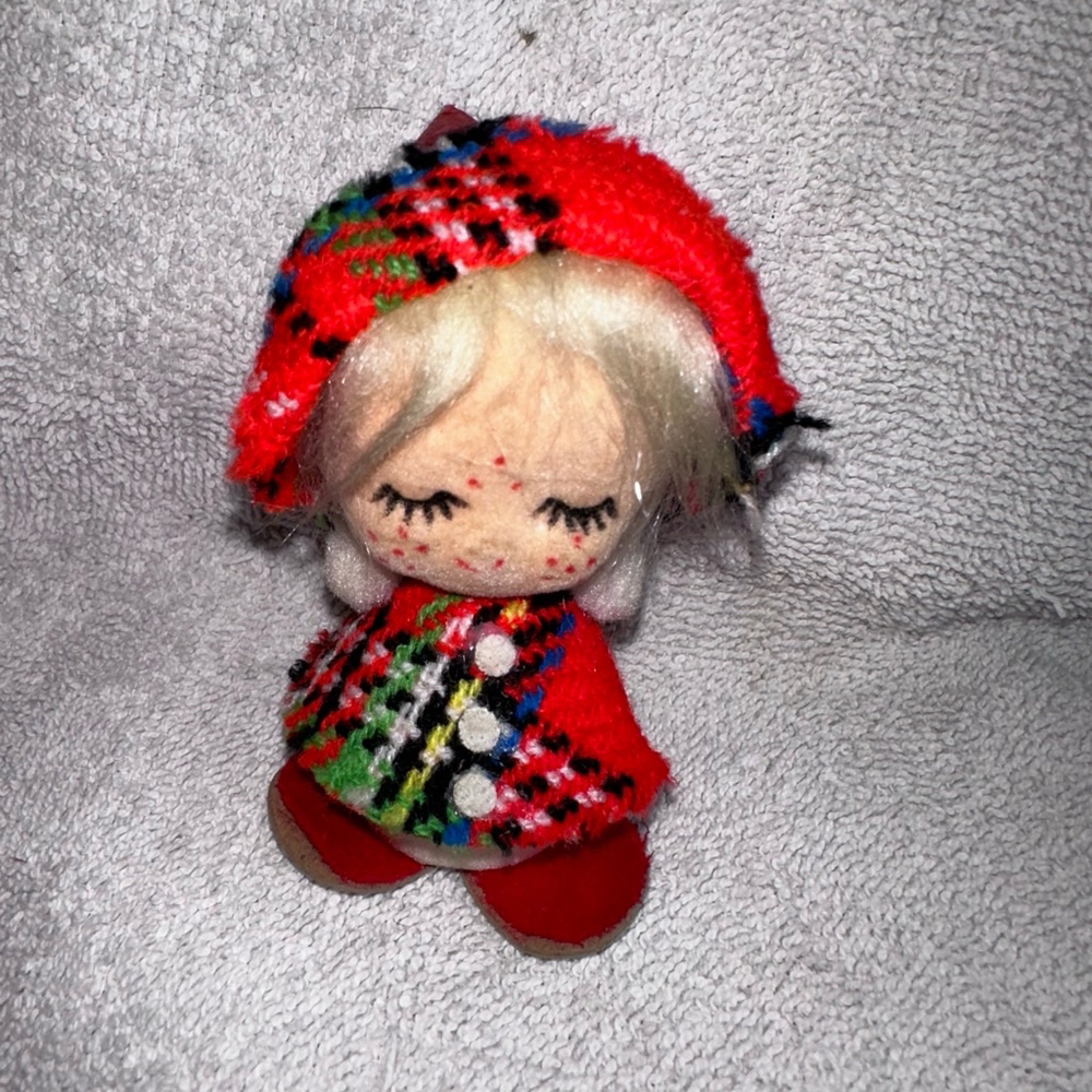 Vintage Christmas Ornament Holiday Child Girl Flocked Face & Body Made in Japan